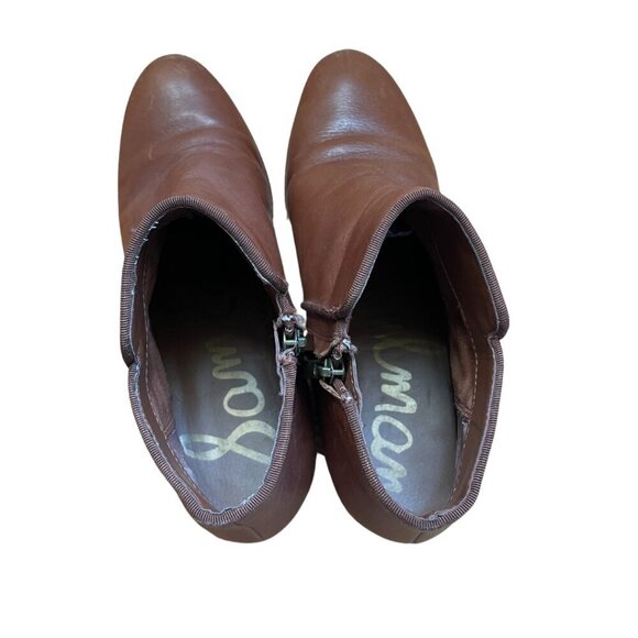 Sam Edelman Petty Leather side zip ankle bootie women’s size 7 brown - Picture 9 of 12